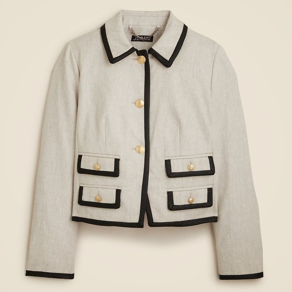 J.Crew Lucie Lady Jacket Stretch Linen Blend Flax Ivory Preppy Retro US 8 NWT